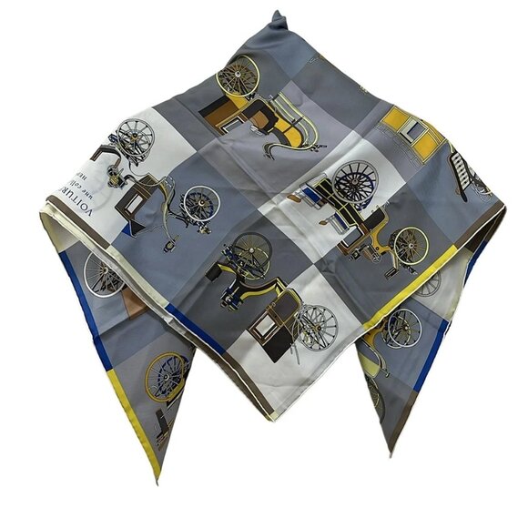 HERMES Carre 90 Navy Gray Multi Scarf 308-071225 - Picture 2 of 6